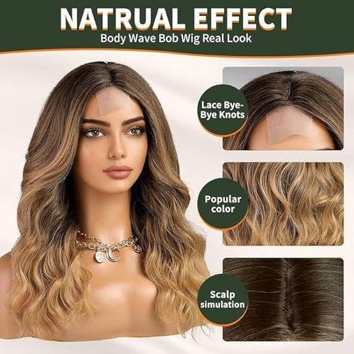 DILLARDS Long Wavy Ombre Wig, Brown To Blonde, Natural Looking Synthetic Hair With Lace Front, Body Wave Style - Image 4